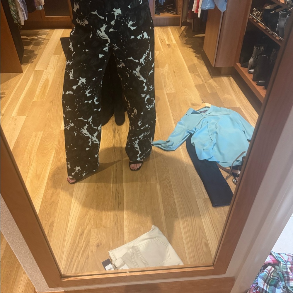 No. 21 Black and White Floral Straight Leg Jeans